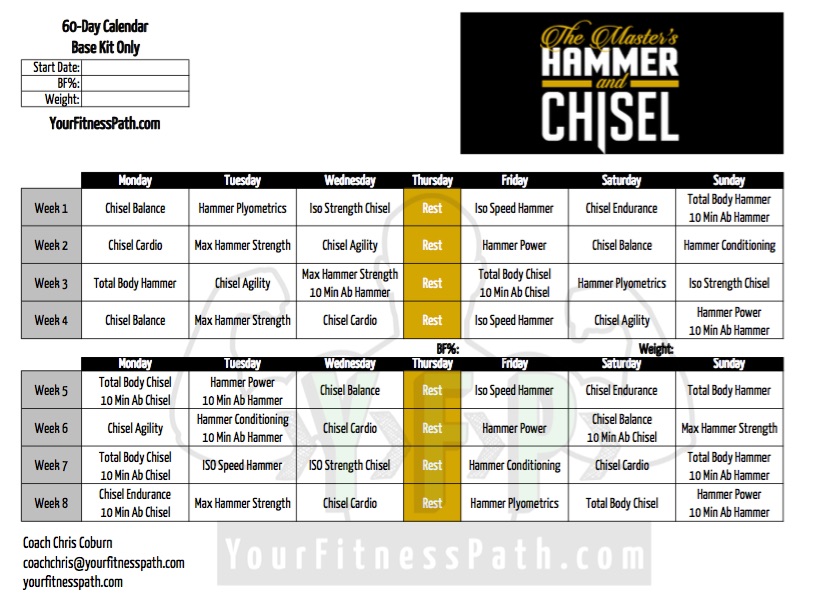 Hammer and Chisel Workout Calendar - Your Fitness Path
