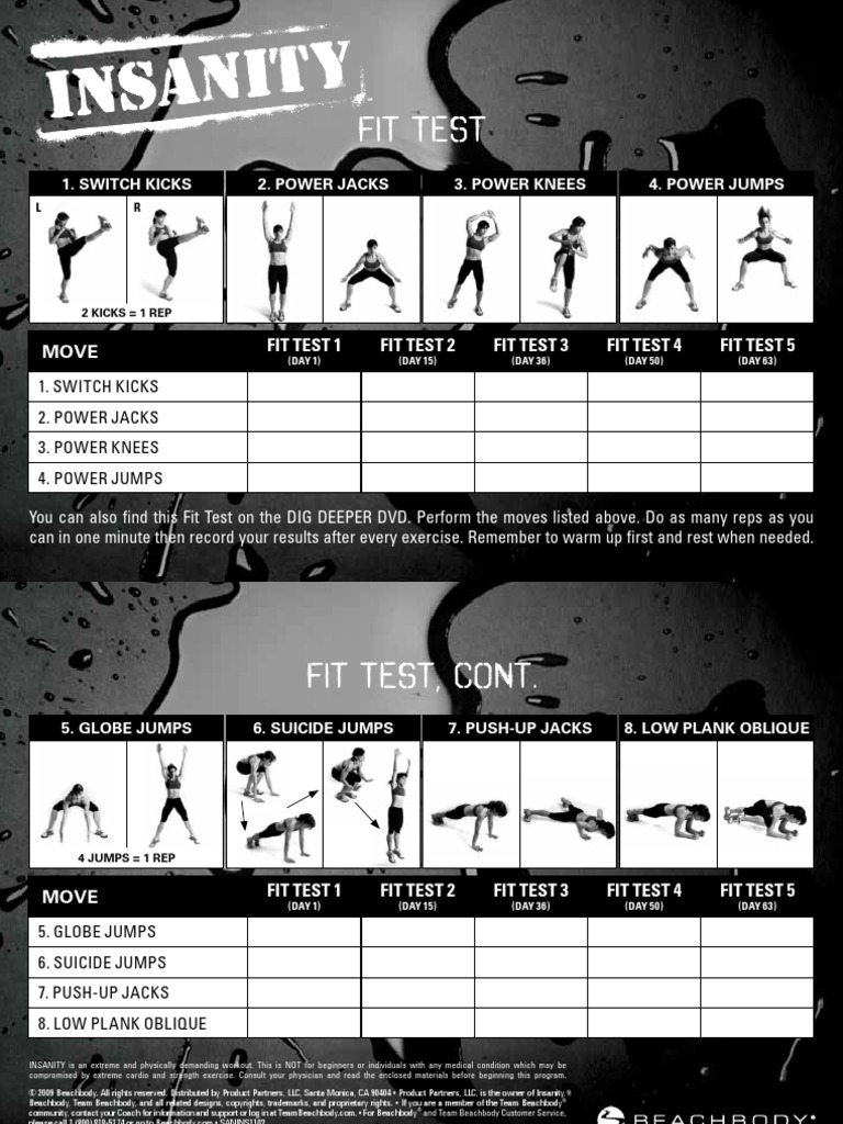Insanity Workout Worksheets | PDF | Recreation | Physical Exercise