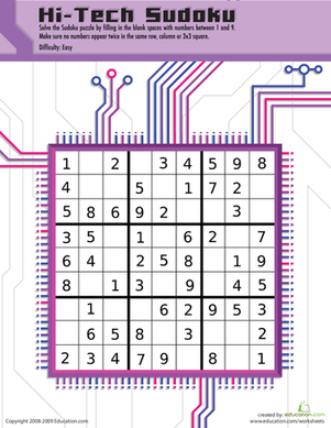 Play Some Hi-Tech Sudoku! | Worksheet 