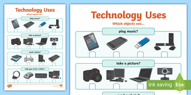 Technology Uses Worksheet (teacher made) - Twinkl