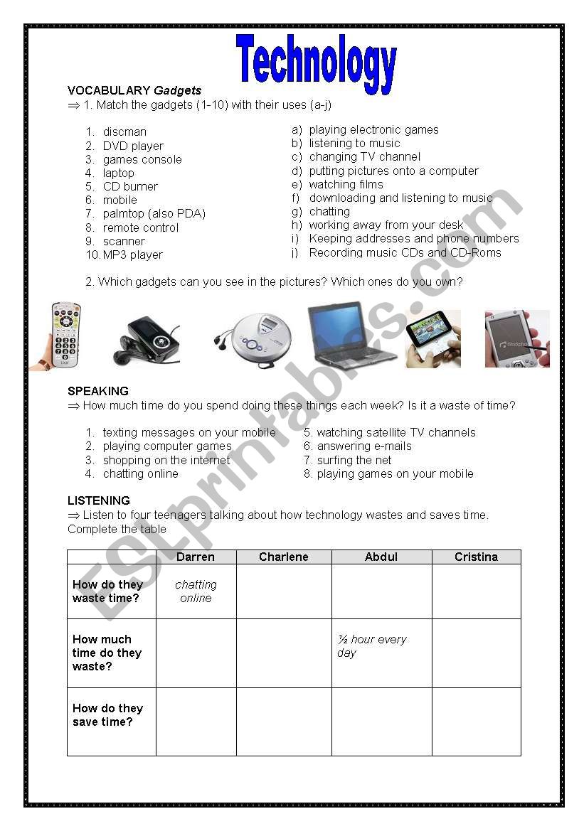 Technology - ESL worksheet by Lauraip