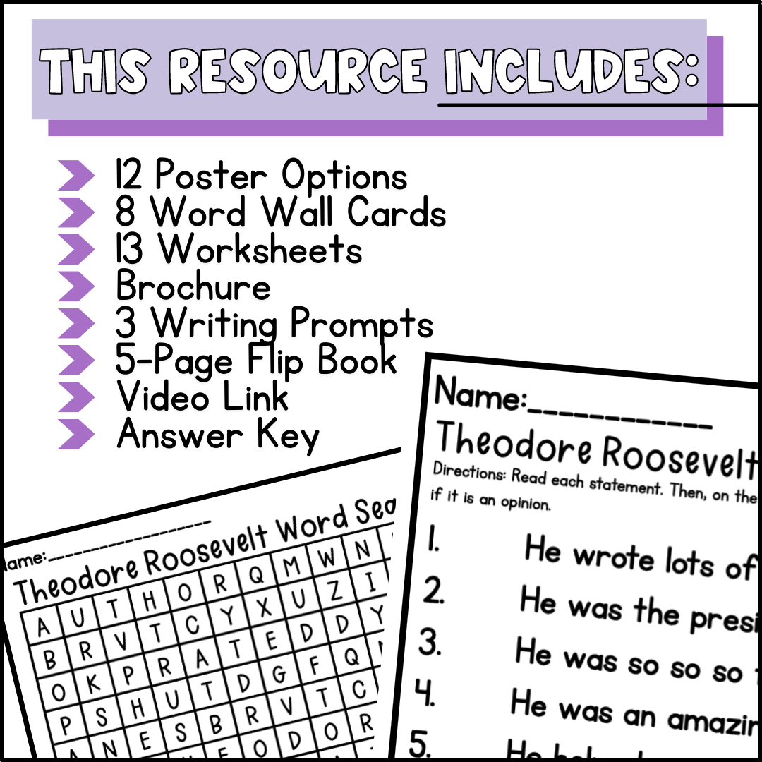 Theodore Roosevelt Worksheet - WordMint