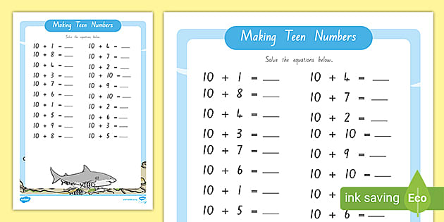 teen number worksheet