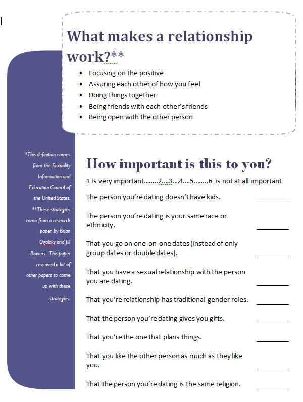 teen sexuality worksheet