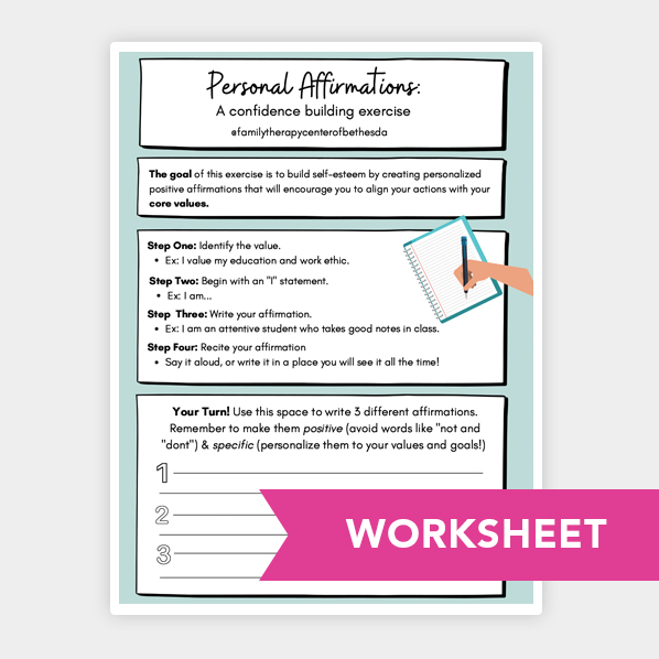 Therapy Worksheets for Teens - Family Therapy Center of Bethesda