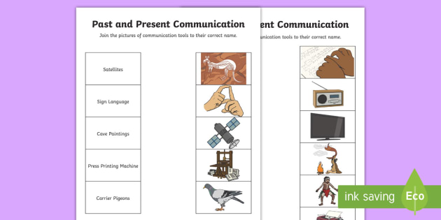 Communication Past and Present Word and Picture Matching Worksheet ...