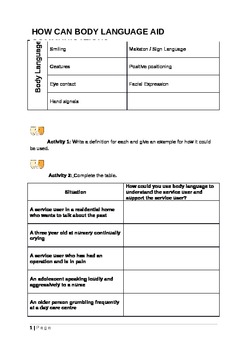 Communication Worksheets and activities