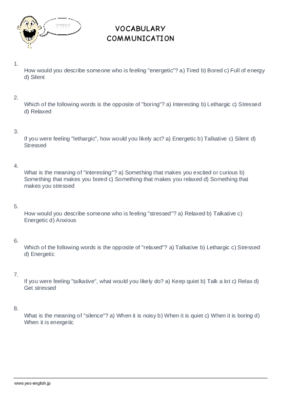 VOCABULARY COMMUNICATION Fully Customisable Worksheet