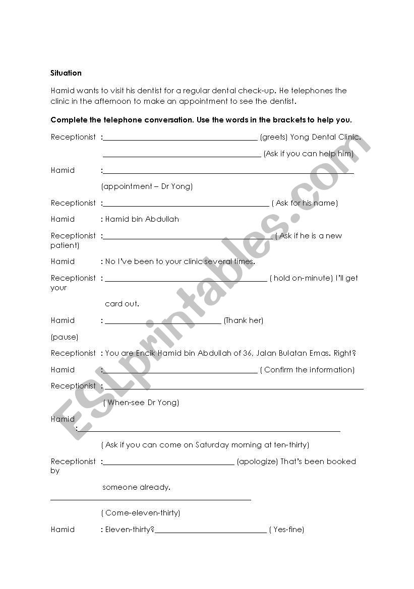 telephone skills - ESL worksheet by nantha