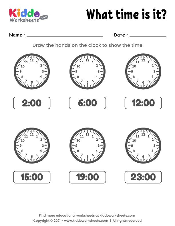 Free Printable Telling Time Worksheet 3 Worksheet - kiddoworksheets