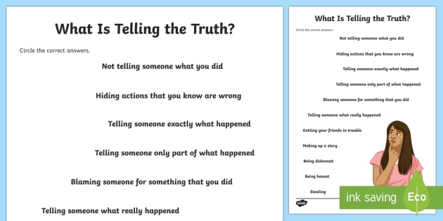 What Is Telling the Truth? Worksheet - Teaching Resource 