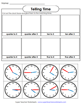 Telling Time in 5 Minute Intervals Math Practice Worksheets Library