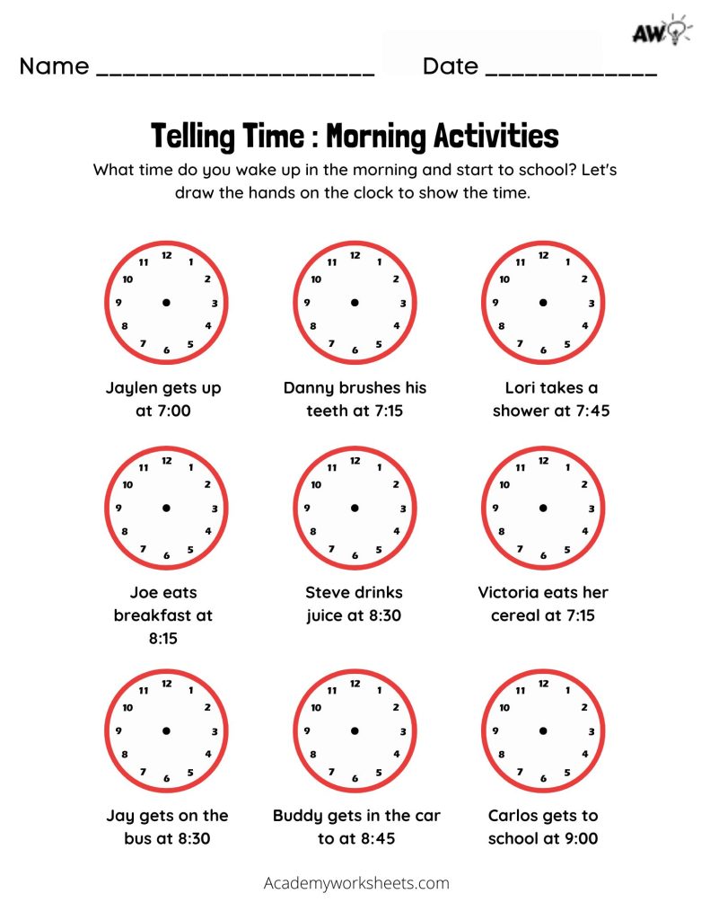 Time Telling Worksheets to the Quarter Hour quarter hour - Academy ...