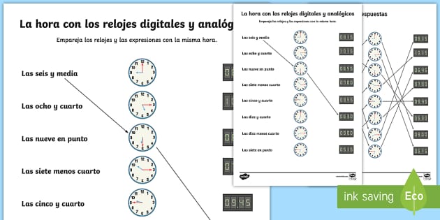 telling time in spanish worksheet