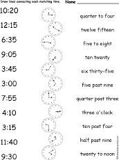 Telling Time - Worksheets: EnchantedLearning.com