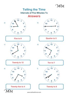 telling time to 5 minutes worksheet