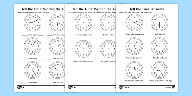 5 Minute Intervals Worksheets - Primary Resources - Twinkl