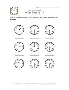 Telling Time Worksheet: Nearest Half Hour Worksheet for 2nd - 3rd ...