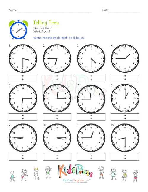 telling time to the hour worksheet printable
