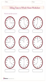 telling time to the hour worksheet printable
