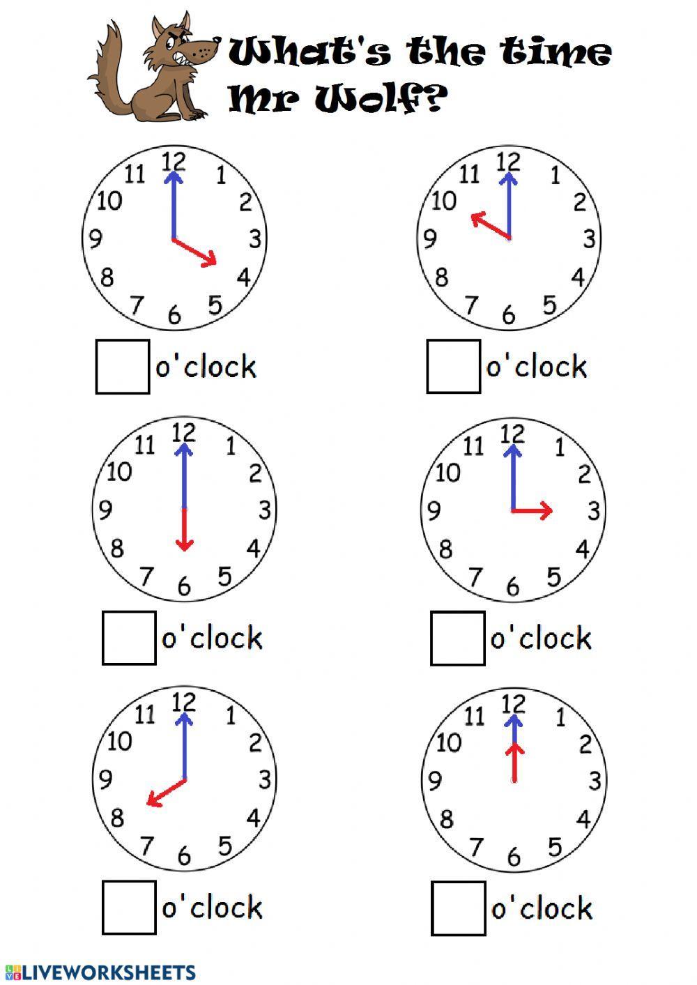 Telling time by the hour worksheet  