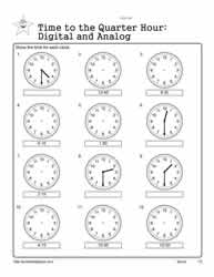 telling time to the quarter hour worksheet