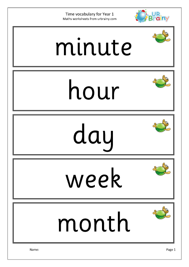 telling time vocabulary worksheet