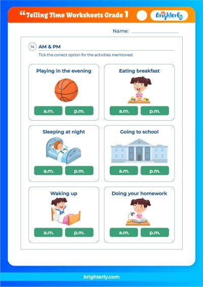 Free Telling Time Worksheets for Grade 1 from Professional Teachers