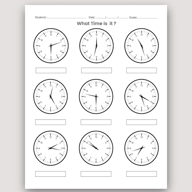 Premium Vector | Time Learning Worksheet and telling Time ...