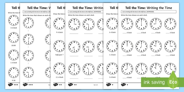 Year 1 Telling the Time Differentiated Worksheet - Twinkl