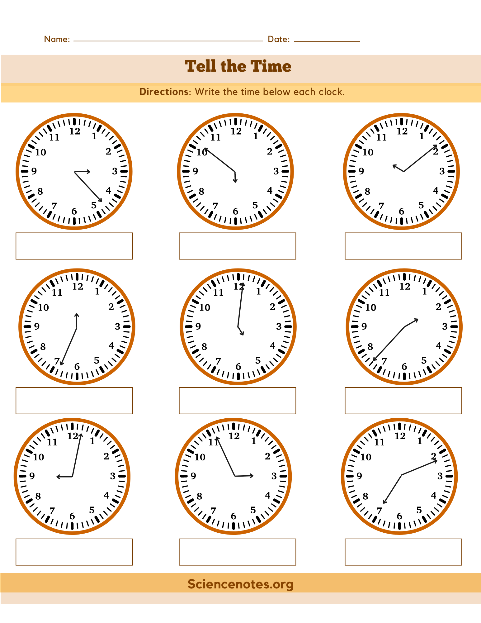 Clock Worksheets - How to Tell Time