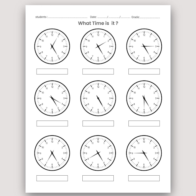 Premium Vector | Time learning worksheet and telling time ...