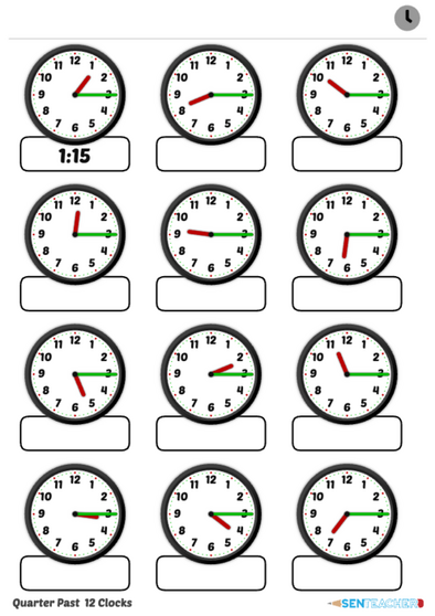 SEN Teacher : Telling Time ⋆ Printable Worksheet