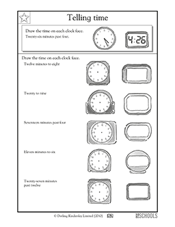 Telling time, part 2 | 3rd grade Math Worksheet | GreatSchools