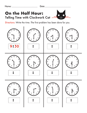 On the Half Hour: Telling Time with Clockwork Cat | Interactive ...