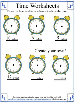 telling time worksheet hour hand only