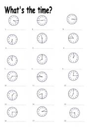 telling time worksheet in english