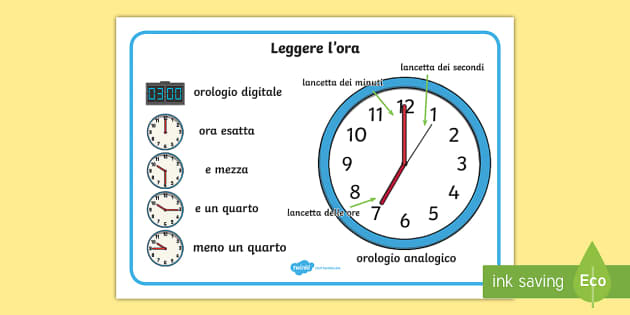 telling time worksheet in italian
