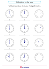 Grade 1 Whole and half hour time mesurement math school worksheets ...