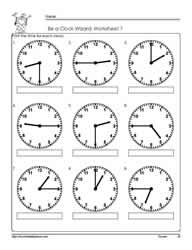 Telling Time To Quarter Hour Worksheets