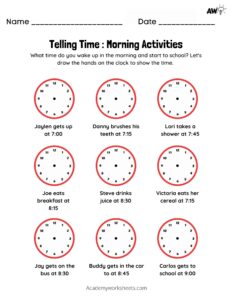 telling time worksheet on the