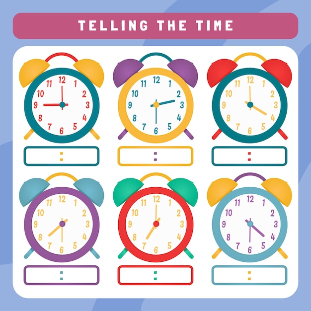 Premium Vector | Telling the time worksheets