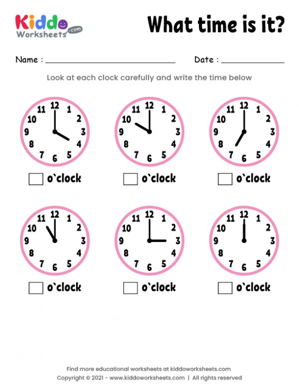 Time and Clock Worksheets