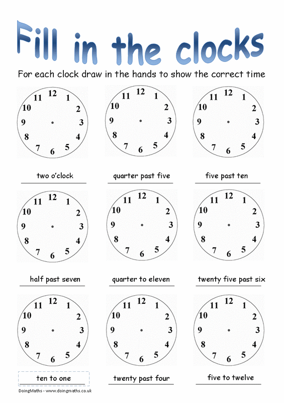 Time - Free Maths Worksheets