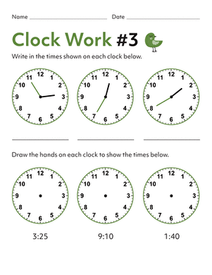Clock Work #3 | Worksheet 