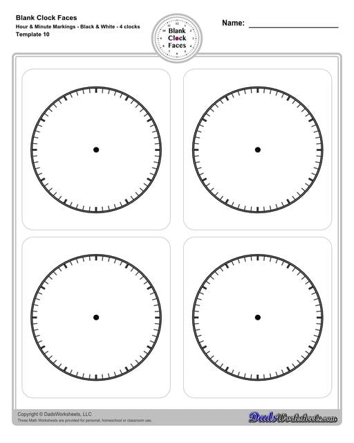 Printable Blank Clock Face Templates