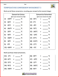 Temperature Conversion Worksheet