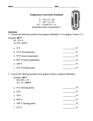 Temperature Conversion Worksheet - Fill Online, Printable ...