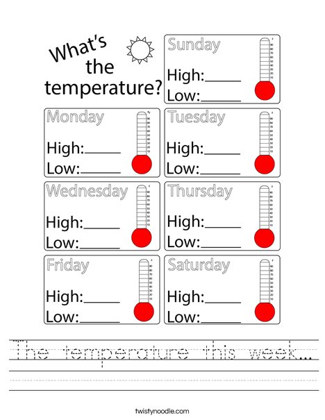 The temperature this week Worksheet - Twisty Noodle
