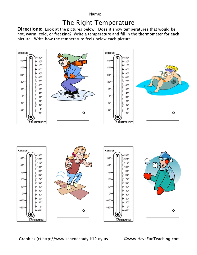 The Right Temperature Worksheet  